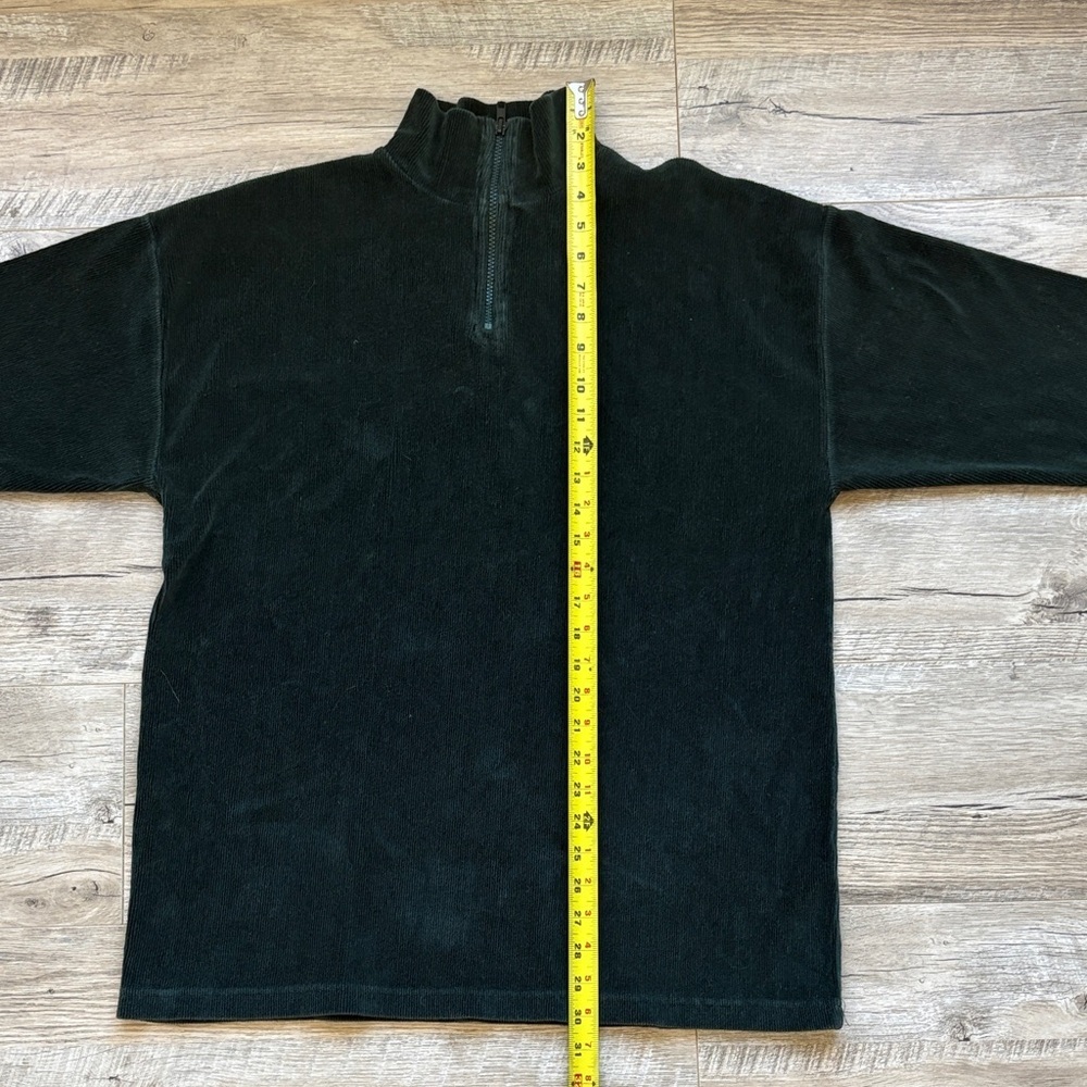 3/$30! Vintage Velour Track Suit Dark Green Ribbed Leggings 1/4 Zip Top - Picture 7 of 9